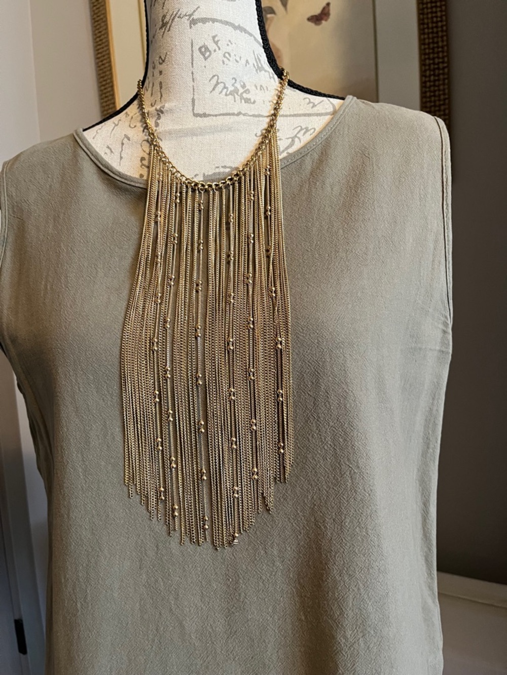 Gold Fringe Statement Necklace - Women Jewelry